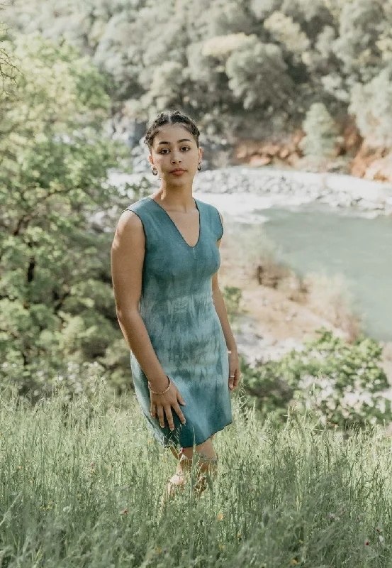 Velvet skater dress-Dyed Blue Slinky Dresses