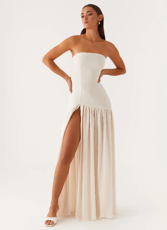 Tiered party dress-Eden Strapless Maxi Dress - Ivory