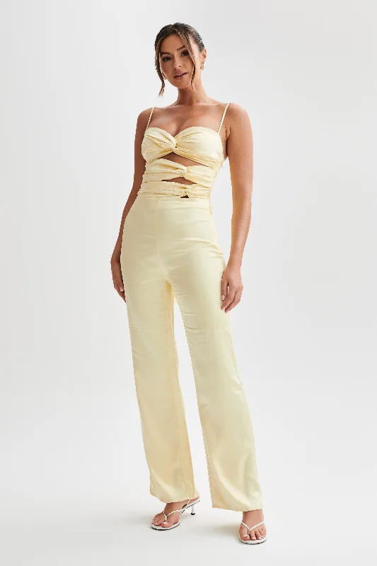 Pink chiffon dress-Elina Twist Satin Jumpsuit - Butter