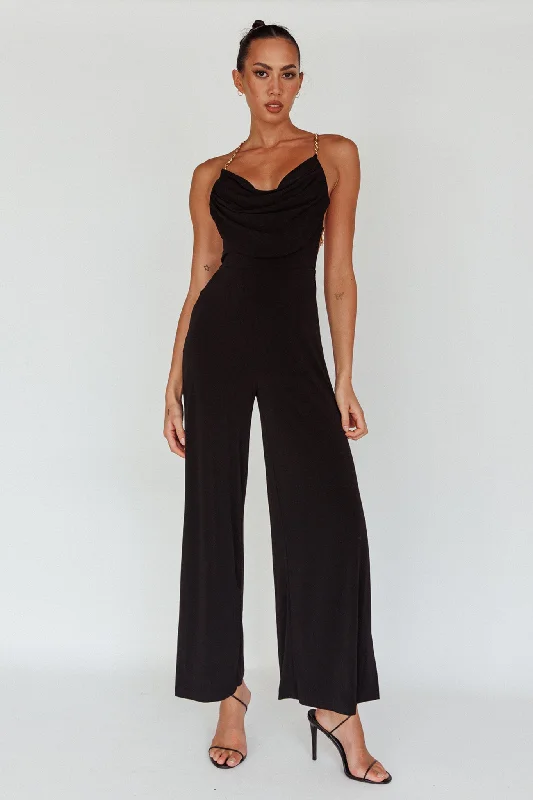 Backless maxi dress-Emanuella Chain Strap Jumpsuit Black