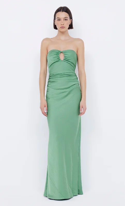 Tiered skater dress-EMILIA STRAPLESS DRESS - GREEN APPLE