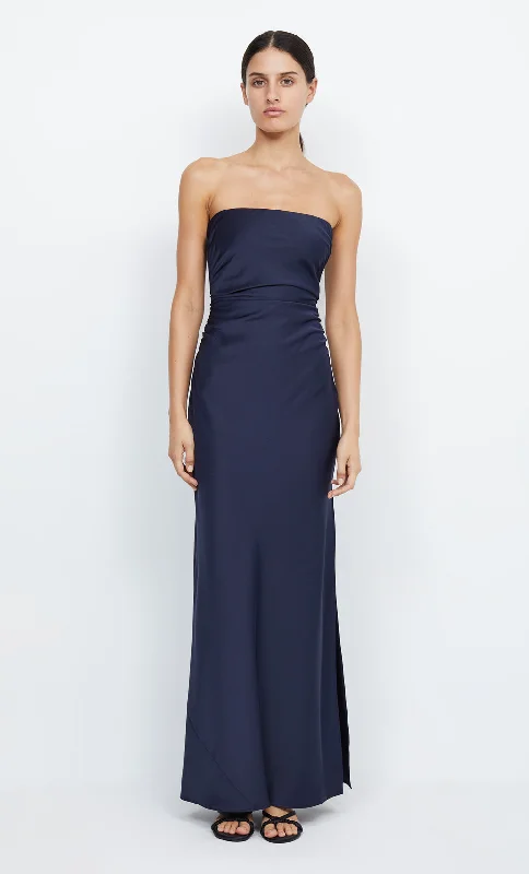 Velvet skater dress-ETERNITY STRAPLESS MAXI - INK