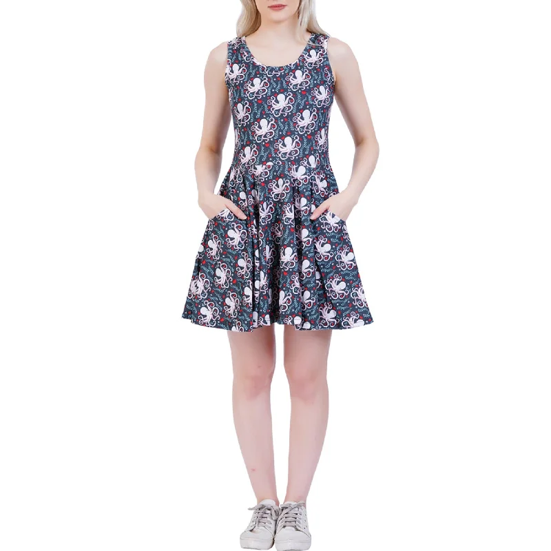 Smocked skater dress-Floral Octopus Skater Dress