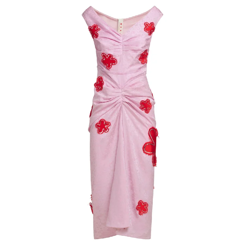 Backless maxi dress-FLOWER PATCH SILK DRESS