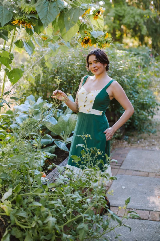 Orange satin dress-Gemma Dress in Green Poppy