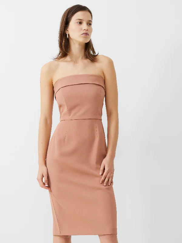 Satin skater dress-Harry Suiting Strapless Dress