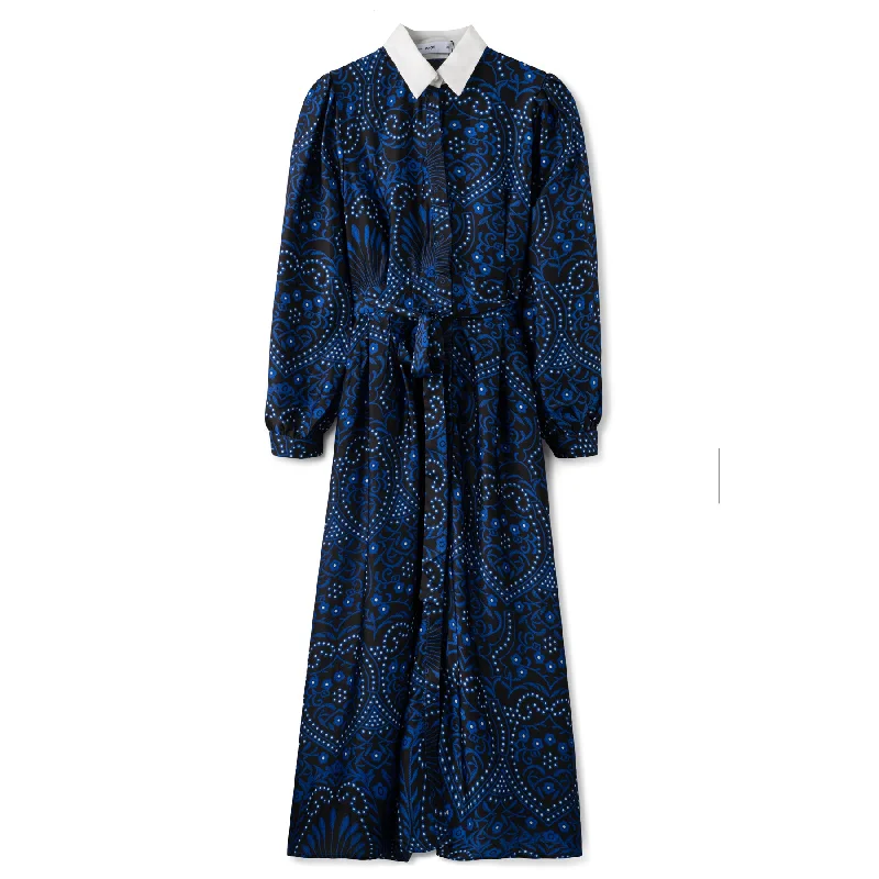 Tiered party dress-Inspired Shirt Dress In: Blue