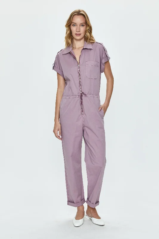 Polka dot party dress-Jordan Zip Front Jumpsuit - Lilac Dust