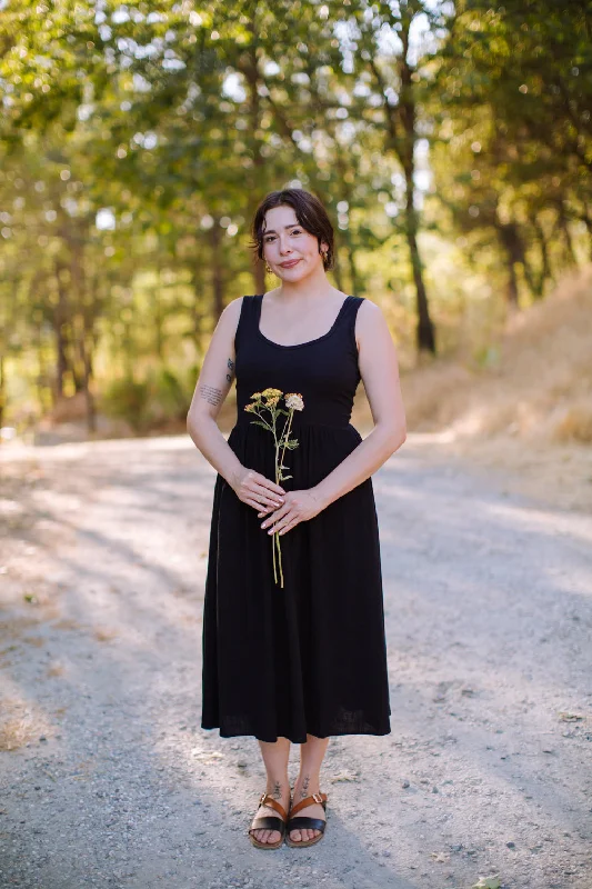 Pink chiffon dress-Josephine Dress in Black