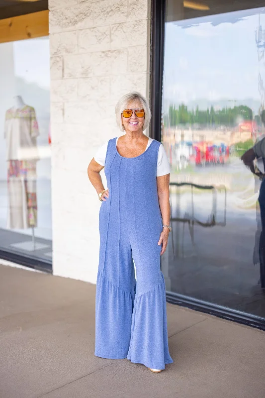 Velvet party dress-Out and About Denim Blue Jumpsuit