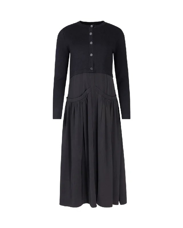 Ruched party dress-Knit Dress With Buttons on Top