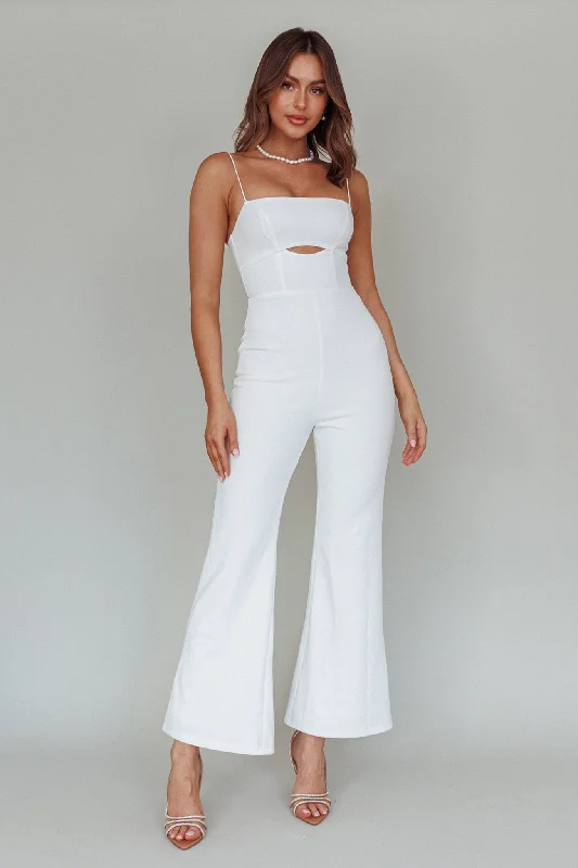 Denim overall dress-Lyrics Keyhole Jumpsuit White