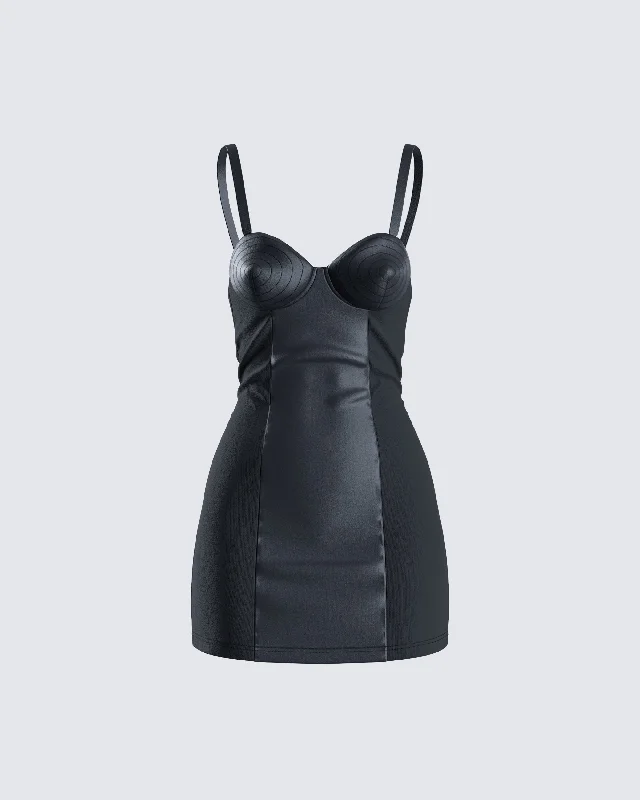 Halter neck skater dress-Maria Black Satin Bustier Dress