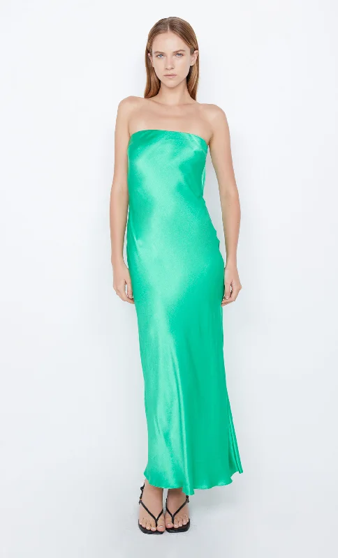 Ruched party dress-MOON DANCE STRAPLESS DRESS - EMERALD