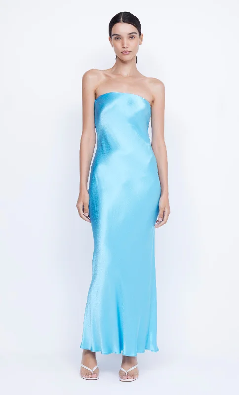 Fringe party dress-MOON DANCE STRAPLESS DRESS - TOPAZ BLUE