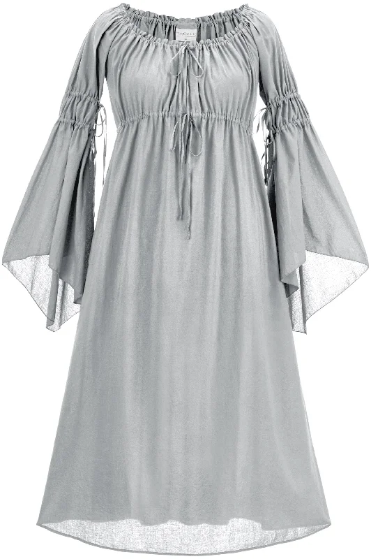 Long sleeve silk dress-Oona Maxi Chemise Limited Edition Silver Pewter