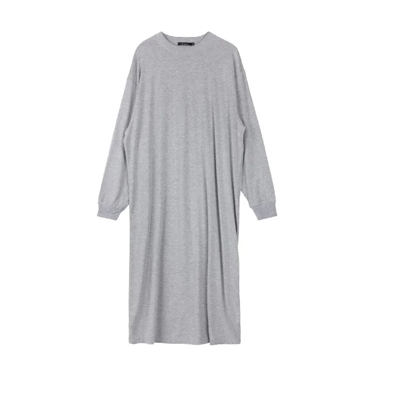 Fuzzy knit dress-Oversized T-Shirt Dress | Gray [Final Sale]