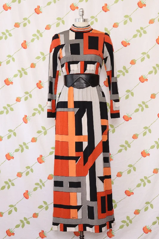 Polka dot skater dress-Paganne Peachy Geometric Maxi M-M/L