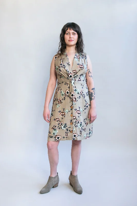 Glitter party dress-Paloma Dress in Taupe Floral