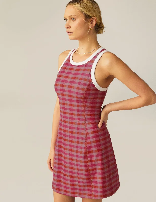 Short evening dress-Pink Gingham SoftMark Outlines Dress