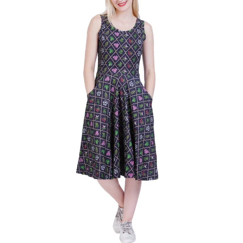 Short sleeve skater dress-Poisonous Plants Sleeveless Twirl Dress