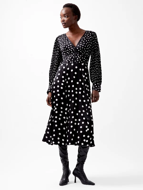 Striped party dress-Polka Dot Candice Satin Dress