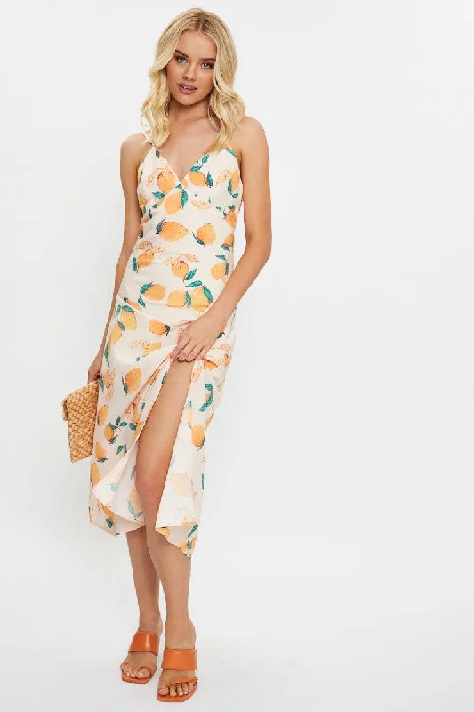 Pleated party dress-Print Slip Dress