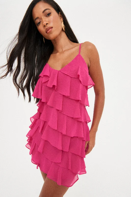 Long chiffon dress-RUFFLE SLIP DRESS