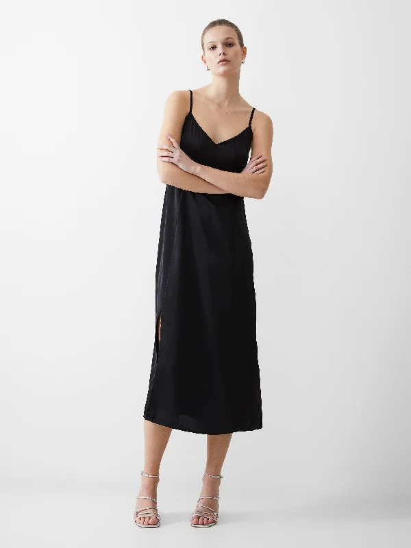 Short sleeve party dress-Satin Slip Dress