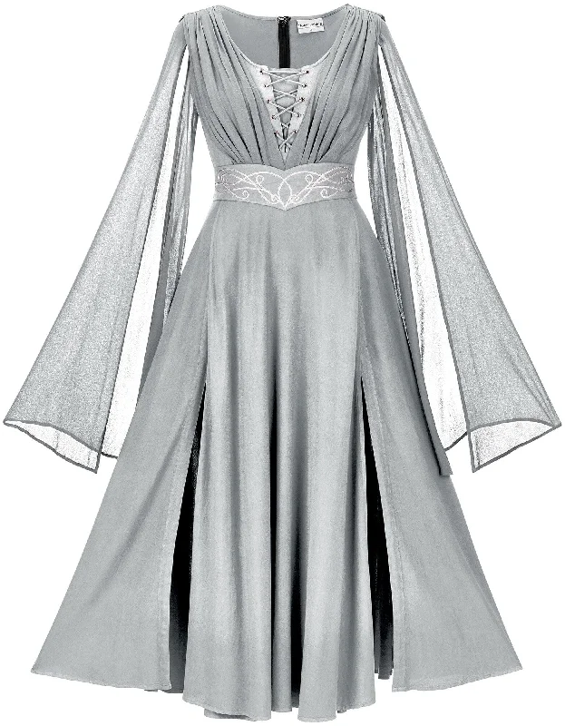 Ruffled party dress-Serenity Maxi Limited Edition Silver Pewter