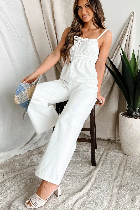 Ruffled party dress-Southern Special Denim Jumpsuit (White)