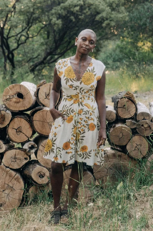 Black jersey dress-Spicy Xena 2.0 in Oat Marigold Linen