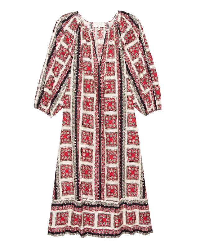 Long sleeve party dress-The Pampas Dress. -- Westward Bandana Print