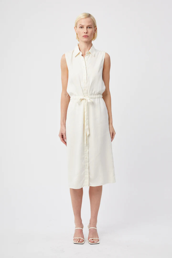 Off-shoulder party dress-The Sleeveless Shirtdress with Tie Waist