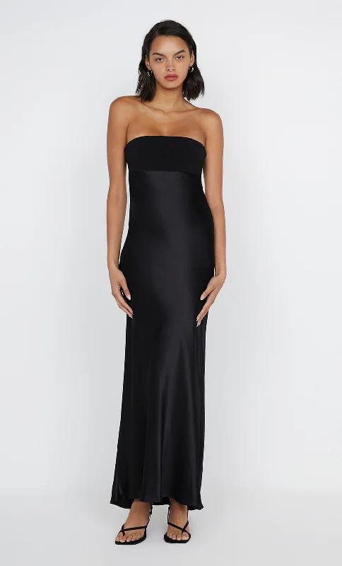 Halter neck party dress-ZARI STRAPLESS DRESS - BLACK